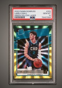 2020 Panini Donruss Lamelo Ball Green Yellow Laser 202 PSA 10 GEM 💎 MINT