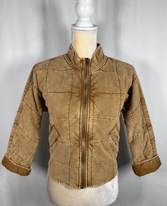 Chelsea & Violet Girls Junior Bomber Jacket Coat Medium Distressed Brown Camel - Picture 1 of 15