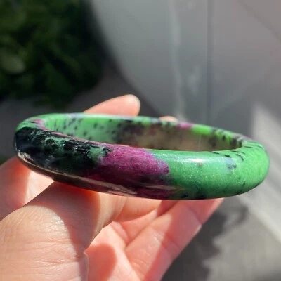 66.4mm Natural Red Green Ruby Gemstone Quartz Crystal Bangle uv Color change - Image 1 of 4
