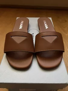 Prada Leather Logo Cut Out Sliders Size 3,5. RRP 480£ - Picture 1 of 5