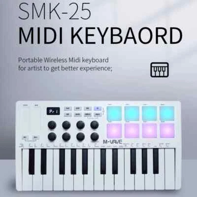 M-VAVE SMK-25 USB MIDI Keyboard Controller Mini 25 Keys Wireless with Software - Image 1 of 4