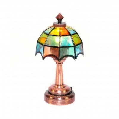 Casa Delle Bambole Tiffany Lampada da Tavolo Multi Colorati Tonalità Bronzo LED - Immagine 1 di 4