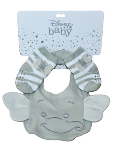 Dumbo Bib & Sock Gift Set ~ 6-12 Months ~ Disney Baby New - Picture 1 of 15