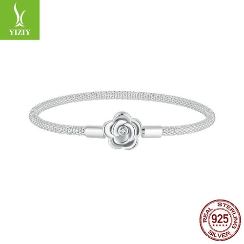 VALENTINO Bracciale Ciondolo Moda Argento Sterling Zirconia Rosa Base Catena Rosa Regali Donna