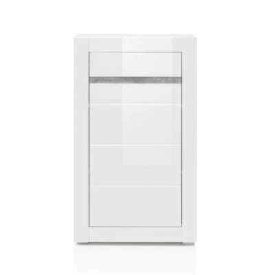 Kommode Sideboard Anrichte Highboard Wohnzimmer Flurschrank Hochglanz weiß Beton - Bild 1 von 4