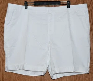 Womens White Stylus Flat Front Boyfriend Bermuda Shorts Size 24W NWT NEW - Picture 1 of 2