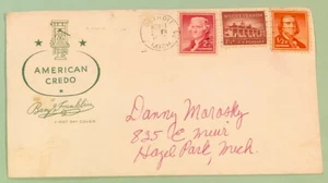 Sc 1030, 1032, 1033 Liberty Series 1956 American Credo First Day Cover Cachet - Picture 1 of 2