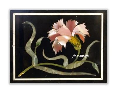 18" X 12" Black Marble Top Coffee Table Beautiful Design Inlay Home Furniture - Image 1 of 3