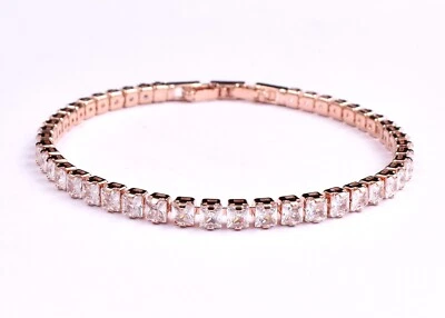 Brazalete de eslabones de diamantes americanos con circonitas de plata de ley 925 regalo ideal para mujer Foto 1 de 4