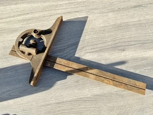 ANTIKES STANLEY KOMBINATION QUADRAT ZOLLSTOCK WERKZEUG GUSSEISEN HOLZBEARBEITUNG MESSEN - Bild 1 von 11