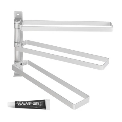 Swivel Hand Towel Holder, Wall Mounted Swivel Towel Rack, Silver - Image 1 of 4