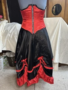 Hand made Cosplay Moulin Rouge Can-Can Skirt And Corset Red Satin 30” Waist - Picture 1 of 13
