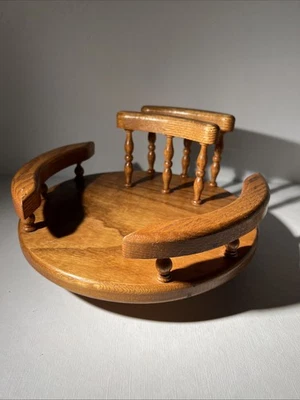 Roble macizo 10” Lazy Susan con barandilla - servilletero y soporte para especias Foto 1 de 4