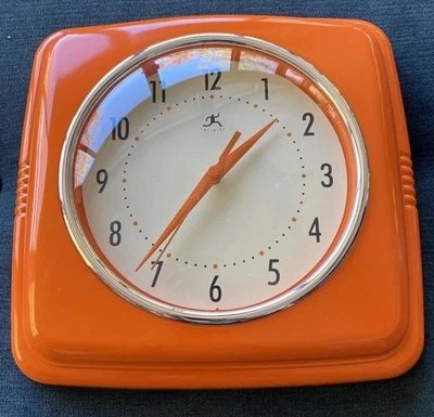FREE Shipping NEW Infinity Square Retro Orange Wall Clock - Image 1 of 4