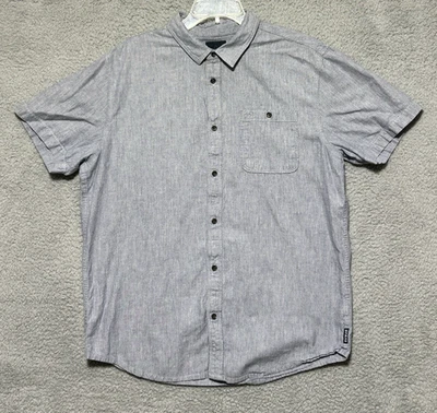 Prana Mens Size Large Button Up Heathered Gray Minimalist Organic Cotton - Image 1 of 4