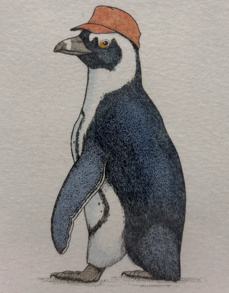 Lucius Dubose Penguin 原版签名限量版印刷品,美国艺术装饰礼物 — 第 1/4 张图片