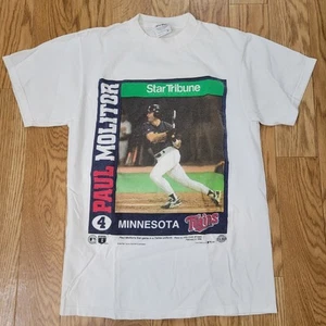Vintage 1996 MLB Minnesota Twins Paul Molitor Front Pages T-Shirt Sz M Baseball - Picture 1 of 8