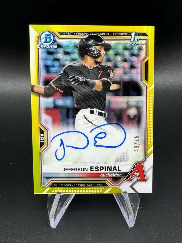 2021 BOWMAN JEFFERSON ESPINAL 1ST PROSPECTS YELLOW REFRACTOR AUTO /75 - Image 1 of 1