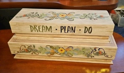 2 Elegant Storage Box Set Inspirational Dream Imagine Theme Gold Accents - Image 1 of 4