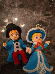 Stampo soffiaggio vintage addobbi natalizi ragazzo e ragazza vestito per vacanze - Foto 1 di 7