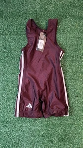 Singlet da wrestling Adidas Youth taglia Small Youth Large marrone righe bianche nuove con etichette - Foto 1 di 5