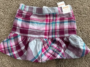 NWT Gymboree Pink Teal Plaid Skirt Girls Adjustable Waist Size 5 - Picture 1 of 3