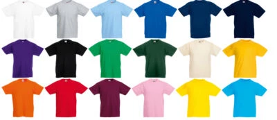 Fruit Of The Loom T-SHIRT JUNGEN MÄDCHEN SCHULE PE FARBEN KINDER VALUEWEIGHT
