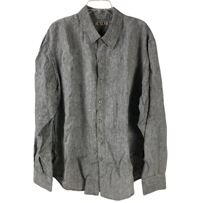 FLAX 100% Linen Long Sleeve Button-Up Shirt Gray Men’s Size XL - Image 1 of 4