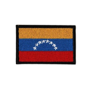 Bandiera nazionale Venezuela ricamata ferro su toppa contorno nero fai da te applique - Foto 1 di 2
