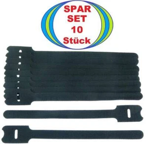 10 Klettkabelbinder ECO 200 x 25 mm schwarz Kabelbinder Klettband Kabelklettband - Picture 1 of 5