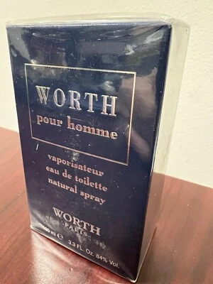 Туалетная вода WORTH POUR HOMME от PARFUMS WORTH PARIS 3,3 жидких унции / 100 мл спрей запечатанная коробка - Изображение 1 из 4