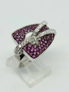 Platinum Natural Pink Sapphire & Diamond Ring Size 6.25 MSRP $4,200 - Picture 1 of 8