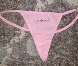 Pantalone perizoma a V a costine cotone rosa nuovo Vs taglia grande rosa grafica borchiata  - Foto 1 di 2