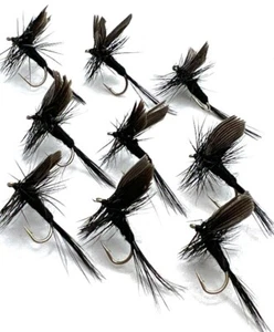 Mosche SECCHE 4,6 o 8 trote pesca mosche NERO MOSCERINO, BARBED/BARBLESS post 1a classe - Foto 1 di 1