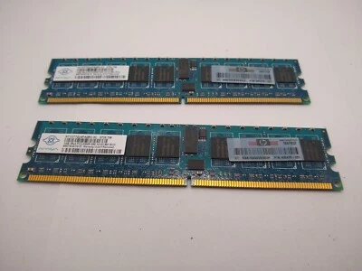 Lot 2GB HP 405475-051 2x1GB PC2-5300P 1Rx4 Server Memory Nanya - Image 1 of 3