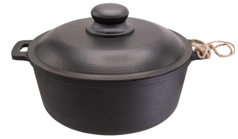 Gusseisen Koch-Topf Kazan Kasan 6 L Liter mit ALU Deckel Kessel Gussbräter Black - Bild 1 von 1