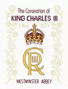 PETER UNDERHILL KING CHARLES CORONATION CROSS STITCH PATTERN - Picture 1 of 1