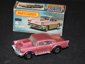 MATCHBOX S/F NO. 4-D '57 CHEVY PURPLE BODY AND HOOD MIB