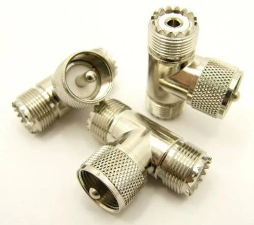 One UHF Female (SO-239)/UHF Female (SO-239) To UHF Male (PL-259) Tee Adapter - Image 1 of 1