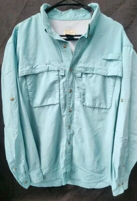 LL Bean Mens Vented Button Down Hiking Fishing Outdoor Shirt Size Tall Lrg Teal - Image 1 of 4
