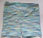 Lands' End Womens Swim Shorts Size 2X 20W-22W Blue Striped Long Side Pockets EUC