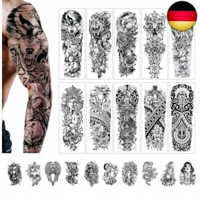CAYUDEN 20 Blatt Temporäre Tattoos Männer, Wasserdicht 10 Blatt Große Voller Arm Fake Ta