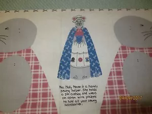 MRS. MOLLY MOUSE SEWING HELPER Cotton Fabric DOLL Panel with Instructions - Picture 1 of 3