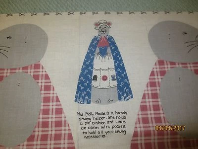 MRS. MOLLY MOUSE SEWING HELPER Cotton Fabric DOLL Panel with Instructions  - Image 1 of 3