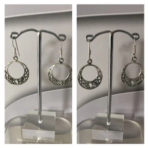 925 Sterling Silver Earrings Circle Celtic Knot Drop Earrings New - Picture 1 of 2
