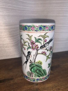 Jarrón pastel chino con patrones de flores y aves de la dinastía Qing tardía Tongzhi - Imagen 1 de 11
