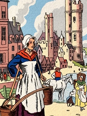 Superbe petite impression coloriée 1900 XXème siècle ancien port de Paris - Photo 1/4