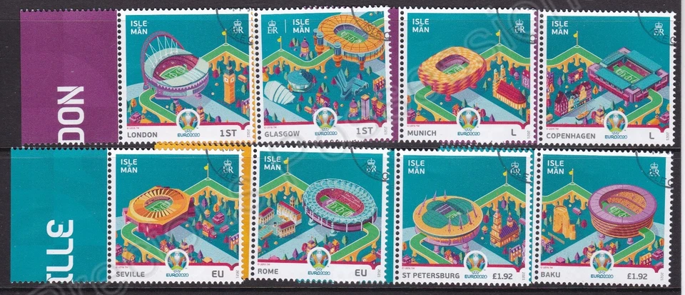 SG 2665-2672 ISLE OF MAN USED CTO STAMP SET 2021 EURO 2020 FOOTBALL - Image 1 of 1