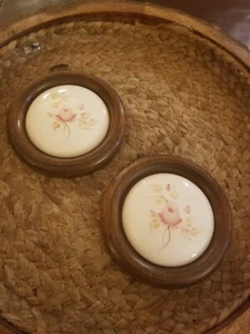 Paar Vintage Wandhängeporzellan handbemalte Rosen Made in USA L1 - Bild 1 von 5