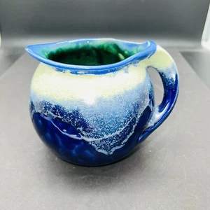 Belgium Pottery Pitcher Dark Blue 173 Vintage Art Deco 5" inch Signed - Picture 1 of 10